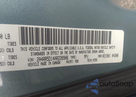 2010 Chrysler Town & Country Touring z USA, uszkodzony, nr VIN 2A4RR5D14AR228906